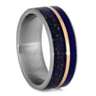 Lapis Lazuli Wedding Band With Rose Gold Pinstripe-3683 - Jewelry by Johan