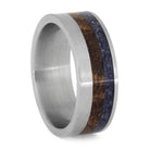Blue Sea Glass And Mesquite Wood Wedding Band