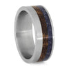 Blue Sea Glass And Mesquite Wood Wedding Band