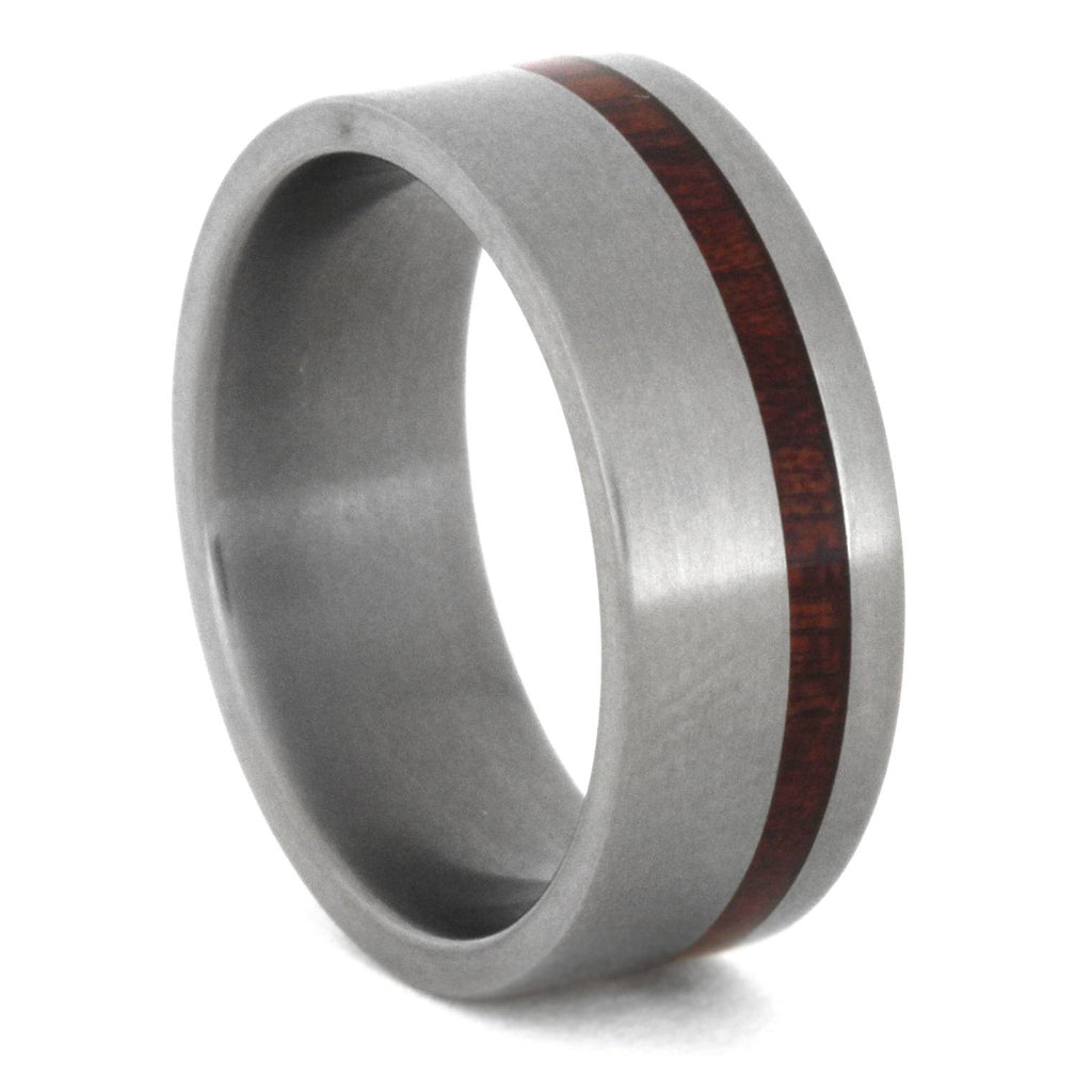 Matte Titanium Ring with Bloodwood Pinstripe