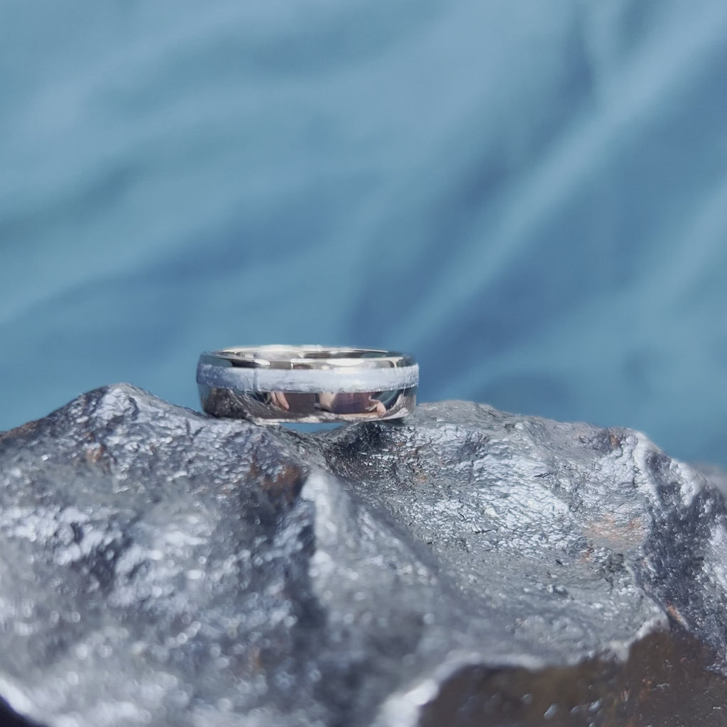 Simple Meteorite Wedding Band, Solid Gold or Platinum