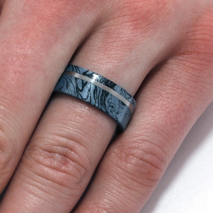 Cobaltium Mokume Gane Ring with Titanium Sleeve, Commitment Ring-1894 - Jewelry by Johan