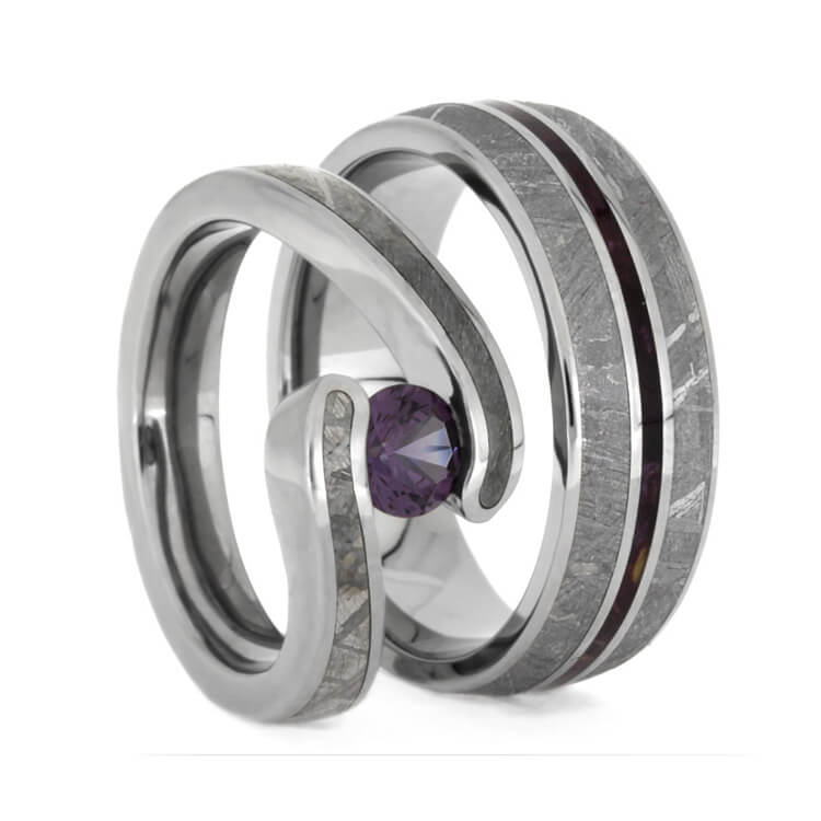 Gibeon Meteorite Wedding Ring Set