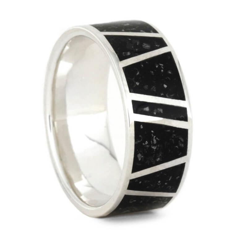 Black Stardust™ Wedding Band For Men In Sterling Silver-3572 - Jewelry by Johan