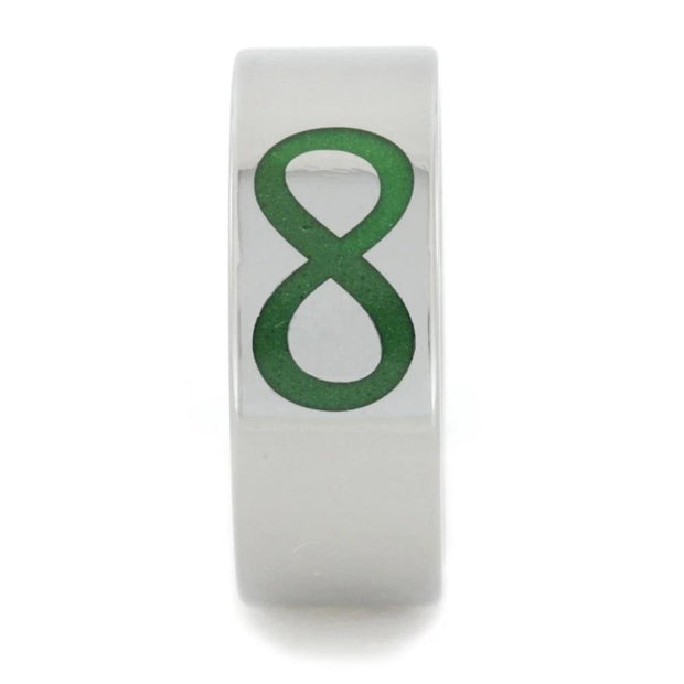 Glow-in-the-dark Titanium Ring with Green Infinity Symbol-1647 - Jewelry by Johan