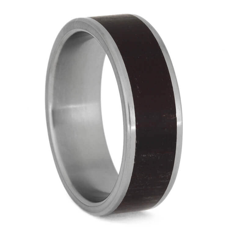 Petrified Wood Men's Wedding Band In Titanium, Size 12.25-RS10055 - Jewelry by Johan