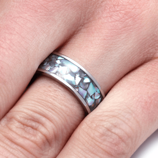 Crushed Abalone Ring with Titanium Band-2240 - Jewelry by Johan