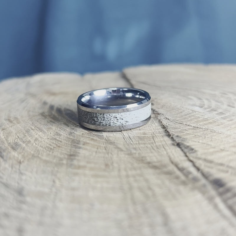 Beveled Tungsten Antler Men's Wedding Band