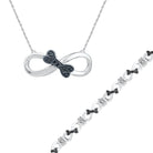 Black Diamond Necklace and Bracelet Gift Set in Sterling Silver-SHGS3009 - Jewelry by Johan