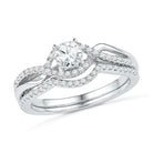 Sterling Silver Diamond Twist Engagement Ring Set, White Gold/Sterling Silver-SHRB030400-SS - Jewelry by Johan