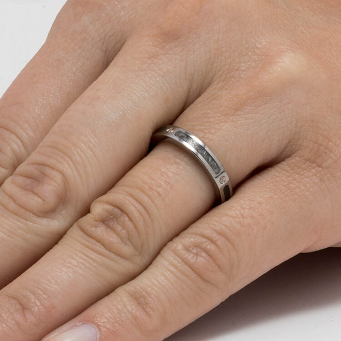 Diamond Women's Wedding Band With Deer Antler And Dinosaur Bone-3687 - Jewelry by Johan