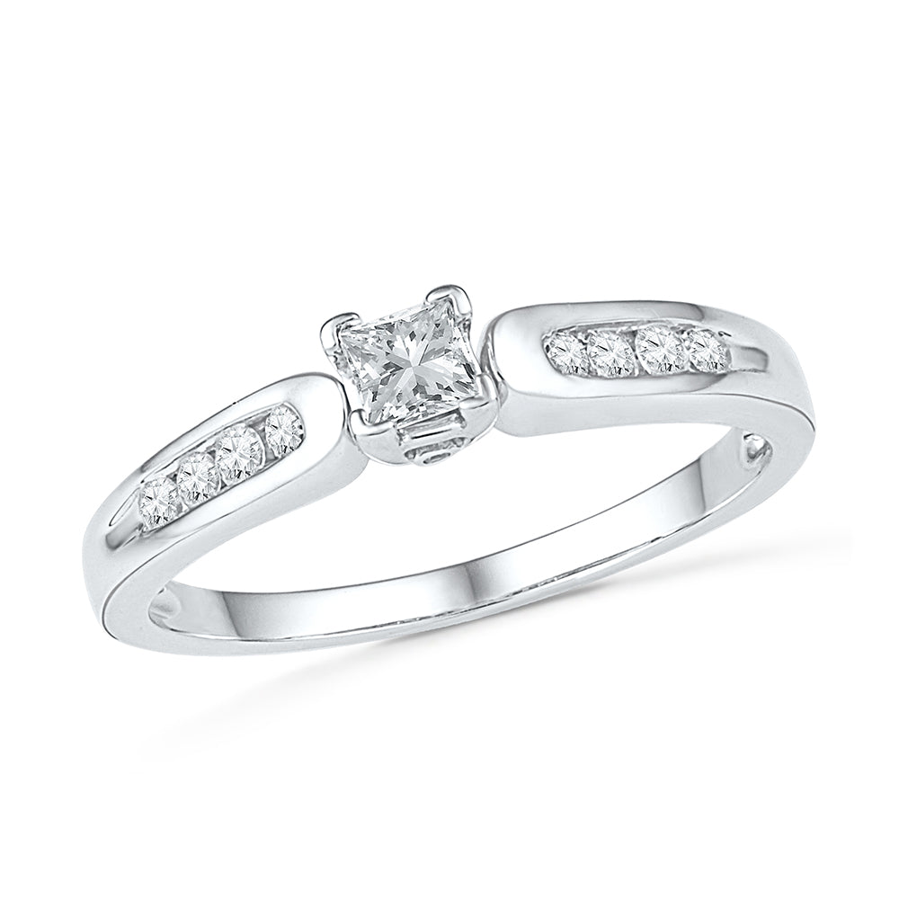 Diamond Fashion Engagement Ring, 14k White Gold Ring-SHRE014220-14K - Jewelry by Johan