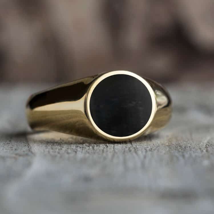 Springbok Horn Signet Ring In Yellow Gold, Trophy Jewelry-3741 - Jewelry by Johan