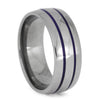 Titanium Men's Wedding Band With Purple Enamel Pinstripes