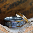 Whiskey Barrel Wood and Antler Ring Set