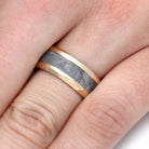 Gold Mens Wedding Band With Gibeon Meteorite-2237 - Jewelry by Johan