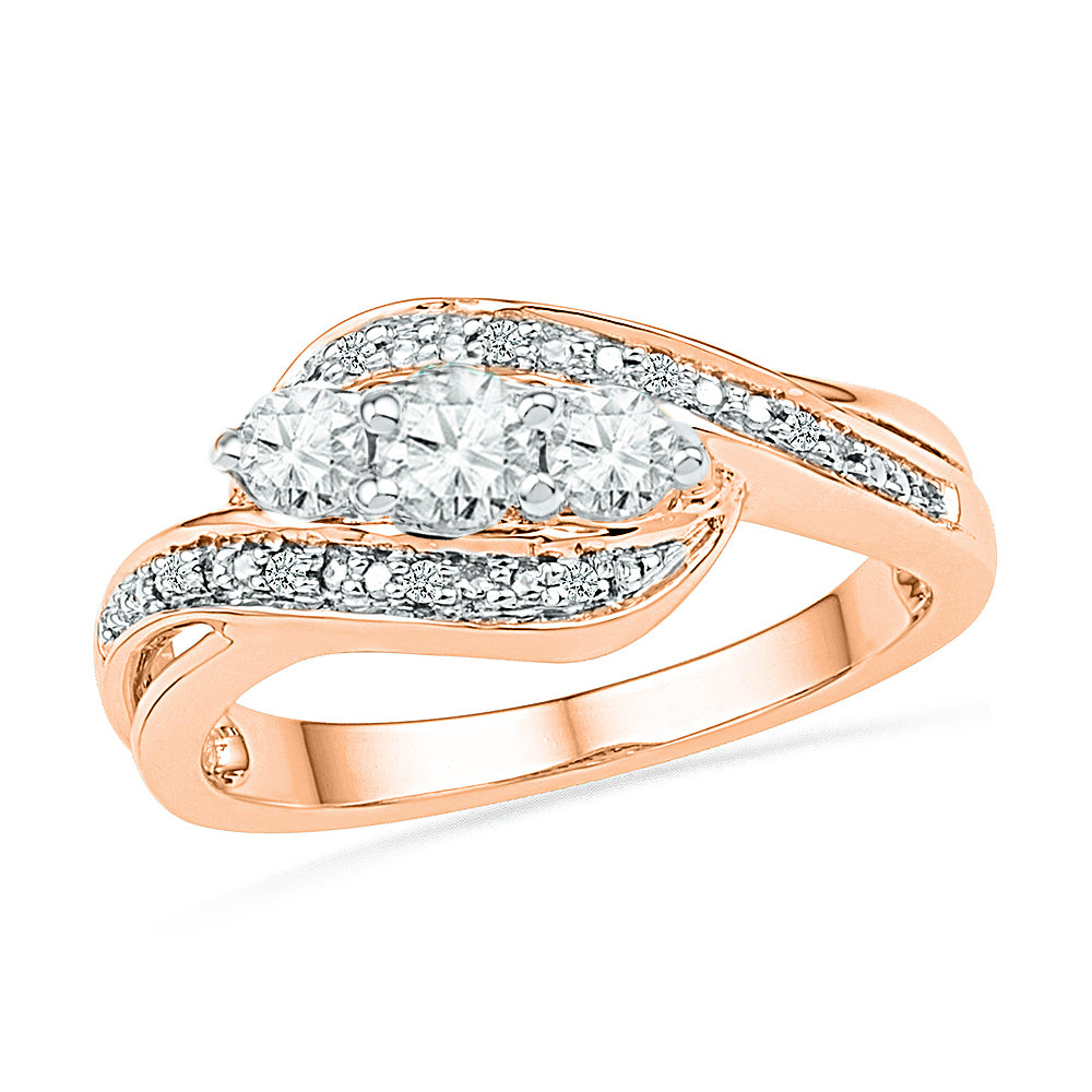 Unique Three Stone Diamond Engagement Ring With Swirled Band