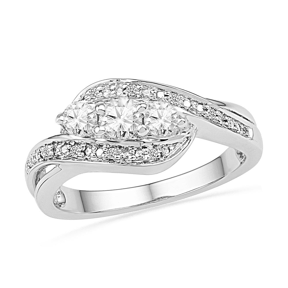 White Gold Three Stone Diamond Engagement Ring