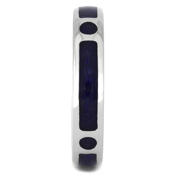 Thin Platinum Wedding Band with Lapis Lazuli-4497 - Jewelry by Johan