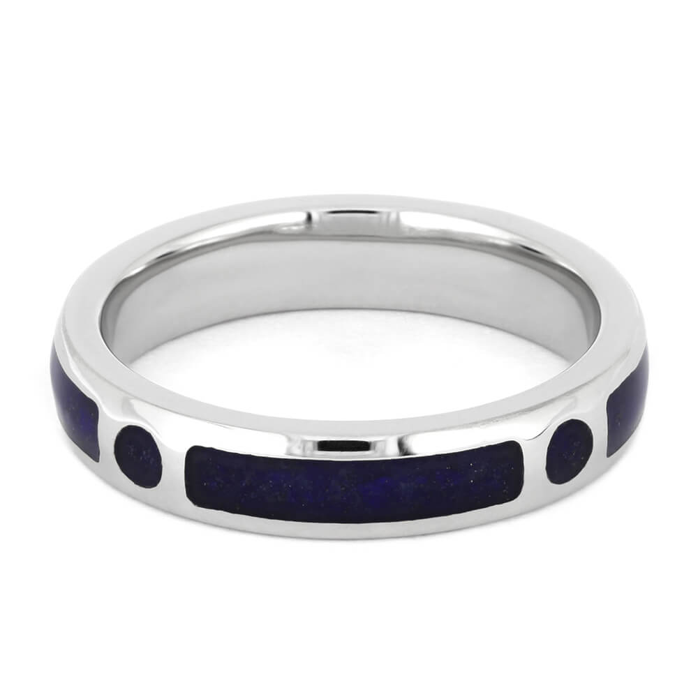 Thin Platinum Wedding Band with Lapis Lazuli-4497 - Jewelry by Johan