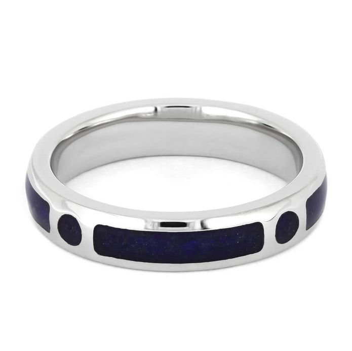 Thin Platinum Wedding Band with Lapis Lazuli-4497 - Jewelry by Johan