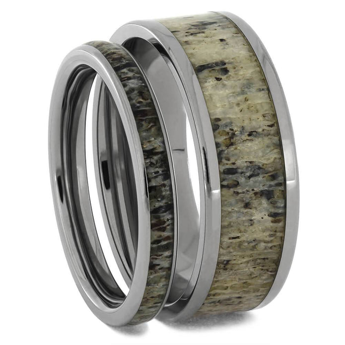 Deer Antler Wedding Ring Set