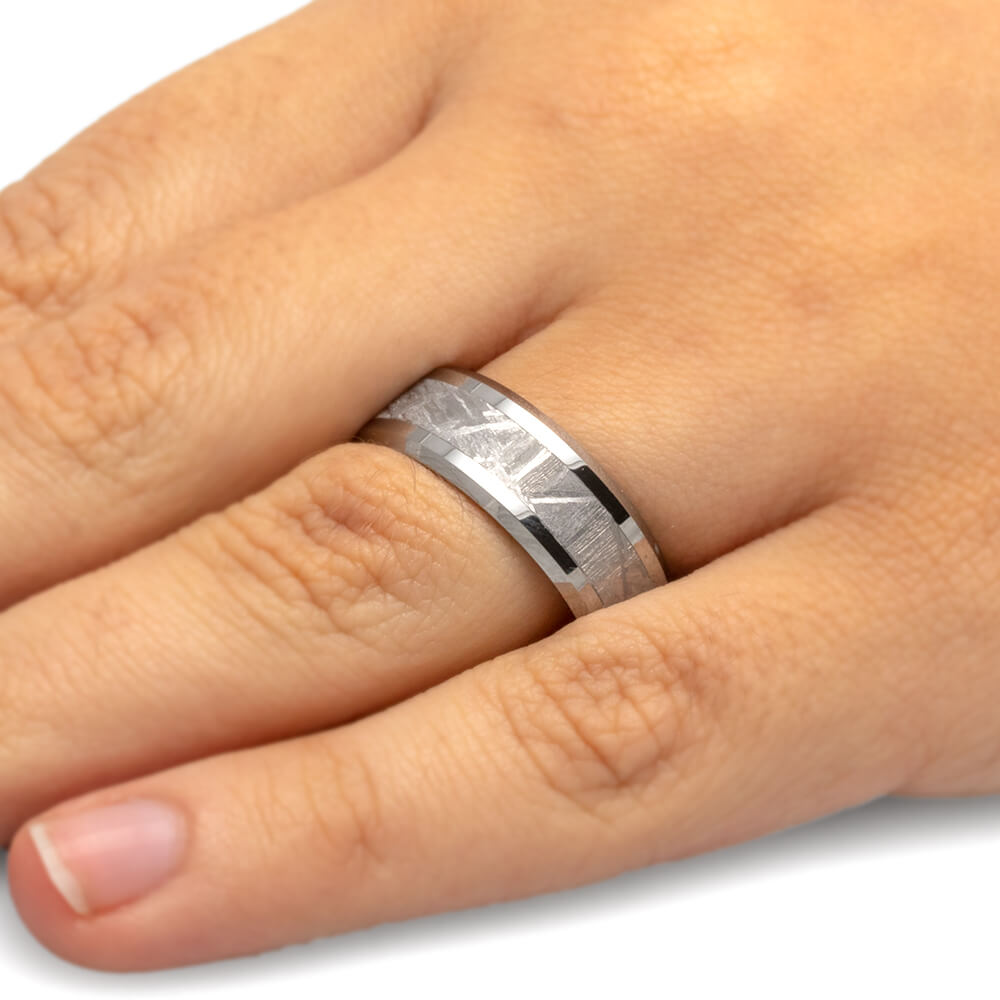 Tungsten Men's Wedding Band With Gibeon Meteorite-1104 - Jewelry by Johan