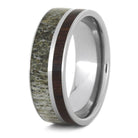 Manly Deer Antler Wedding Band With Ironwood In Titanium-3499 - Jewelry by Johan
