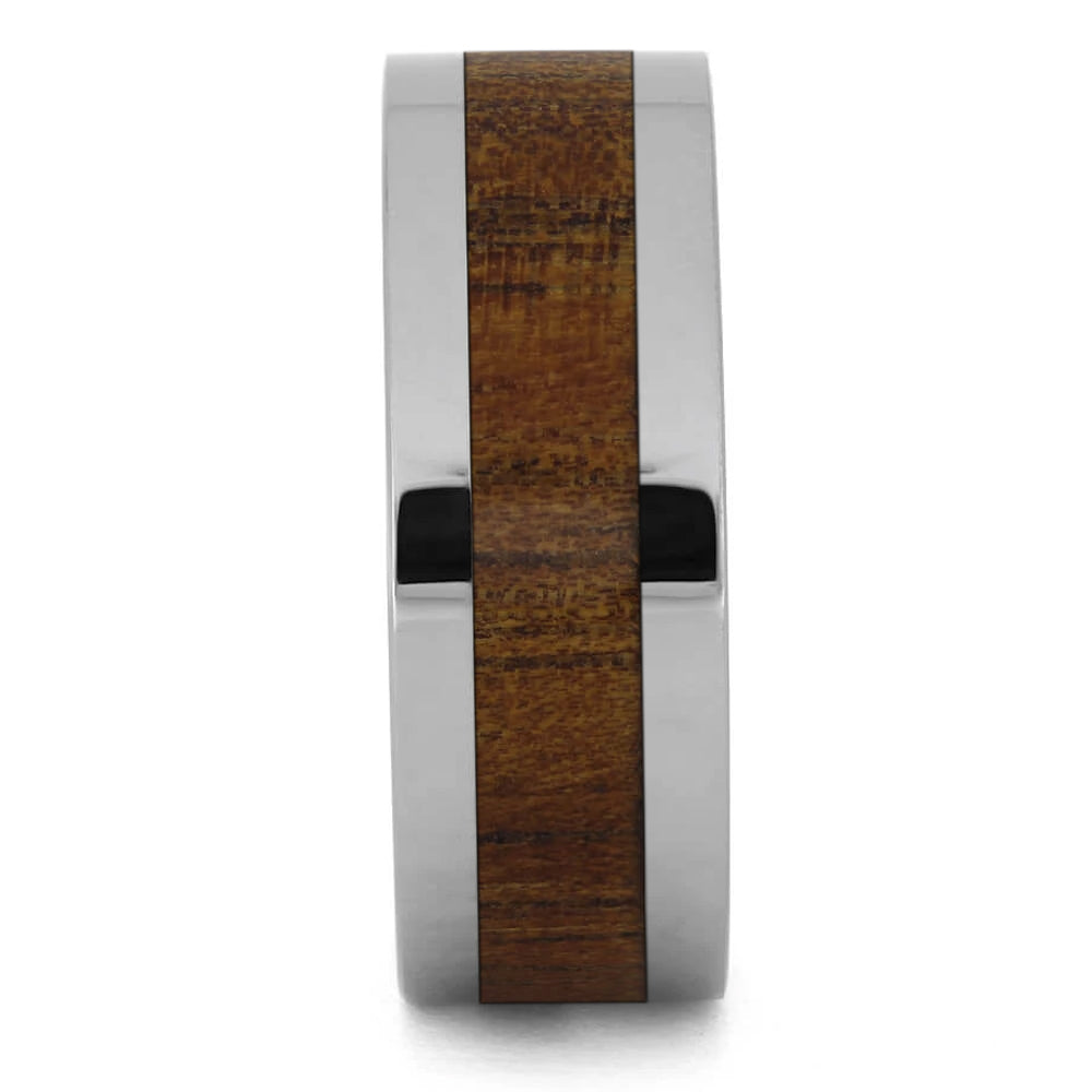 Koa Wood Inlaid on a Titanium Wedding Band - Jewelry by Johan
