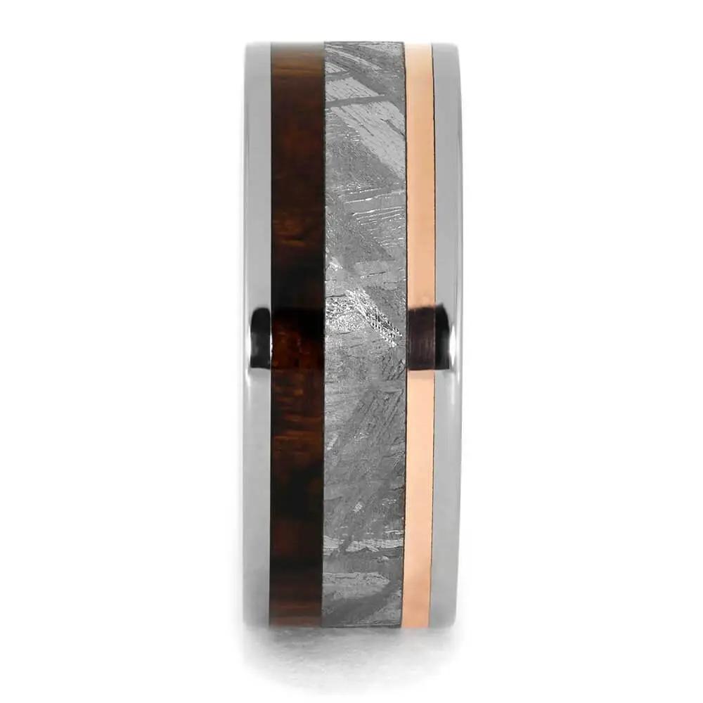 Meteorite Ironwood and Copper Ring in Titanium Band-1134 - Jewelry by Johan