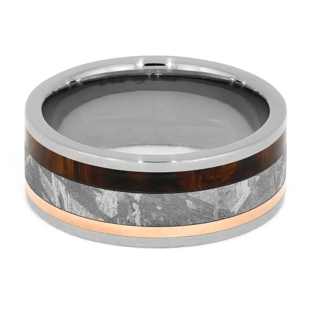 Meteorite Ironwood and Copper Ring in Titanium Band-1134 - Jewelry by Johan