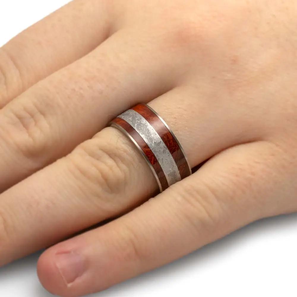 Ironwood Wedding Ring with Meteorite