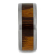 Titanium Wedding Ring with Marble Wood Inlay, Beveled Edge Profile-1160 - Jewelry by Johan