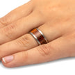 Titanium Wedding Ring with Marble Wood Inlay, Beveled Edge Profile-1160 - Jewelry by Johan