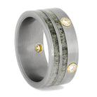 Diamond Ring Accented By Deer Antler In Titanium-1163 - Jewelry by Johan