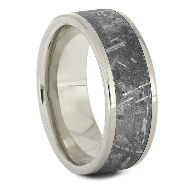 8mm Solid Gold Ring With Gorgeous Gibeon Meteorite Inlay