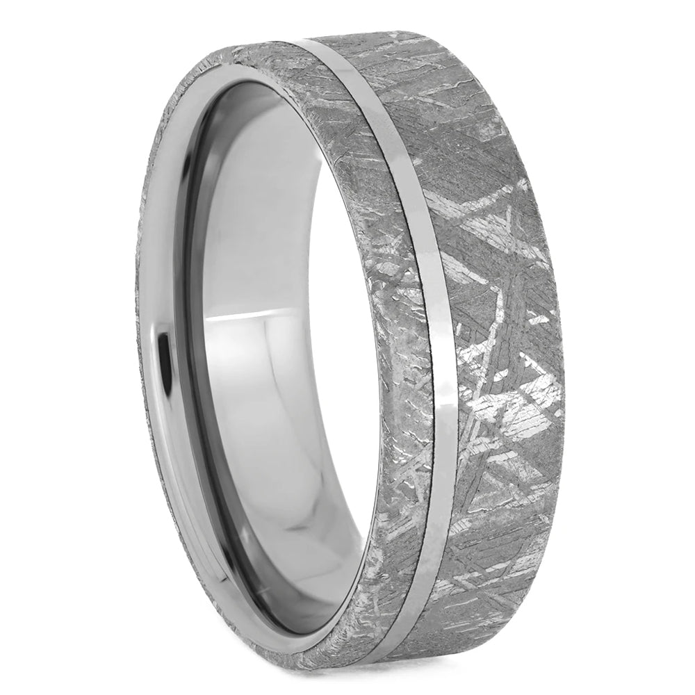 Tungsten Wedding Band with Gibeon Meteorite - Jewelry by Johan