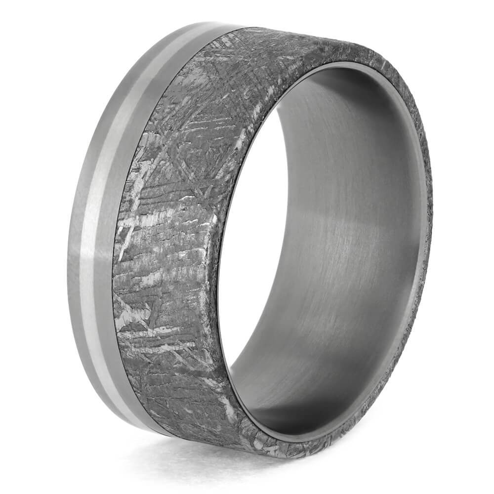 Men's Ring with Meteorite and Platinum Pinstripe-1211 - Jewelry by Johan