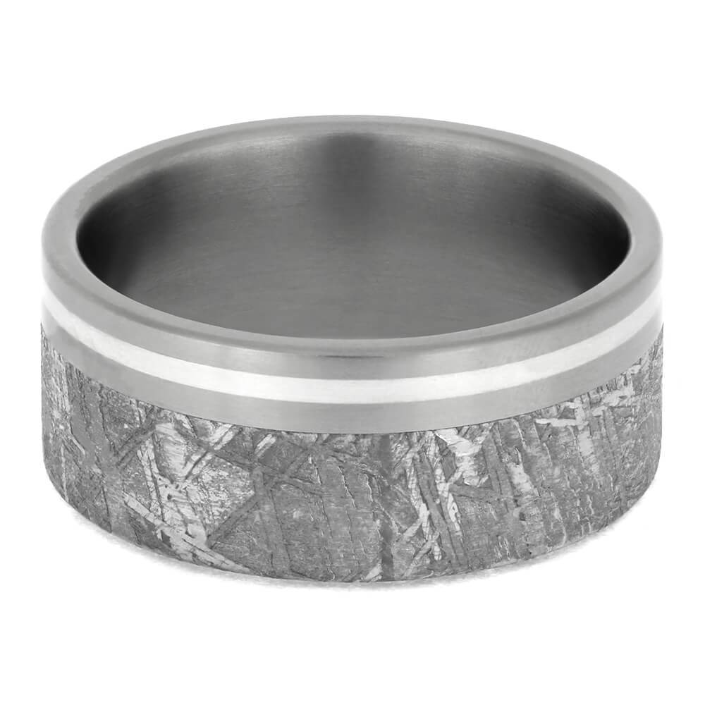 Men's Ring with Meteorite and Platinum Pinstripe-1211 - Jewelry by Johan