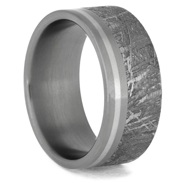 Men's Ring with Meteorite and Platinum Pinstripe-1211 - Jewelry by Johan