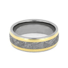 Titanium Men's Wedding Band with Meteorite and Yellow Gold Inlays-1219 - Jewelry by Johan