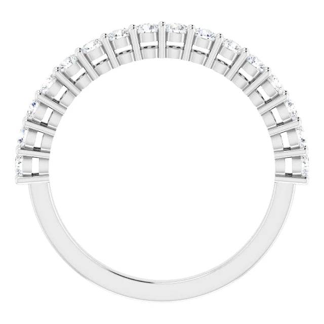 Side view of diamond anniversary band in white gold