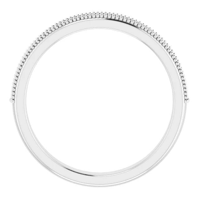 Top view of diamond anniversary band with milgrain edges