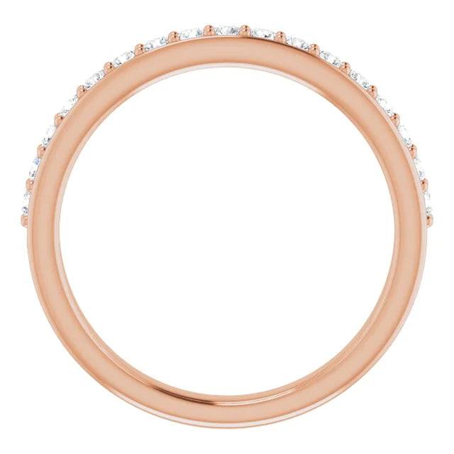 Side view of rose gold diamond anniversary band