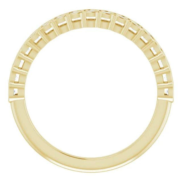 Top view of yellow gold diamond anniversary band