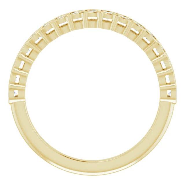 Top view of yellow gold diamond anniversary band