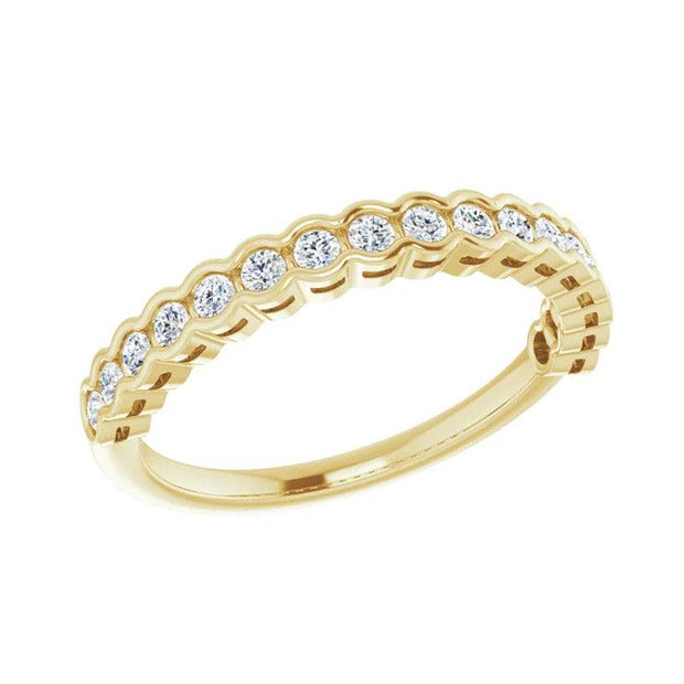 Yellow gold diamond anniversary band with channel setting