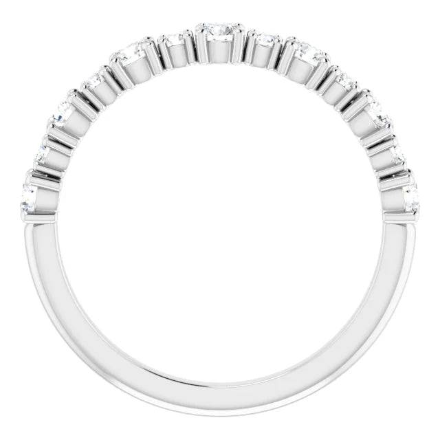 Side view of diamond half eternity anniversary band