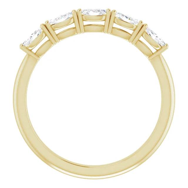 Side view of marquise cut diamond wedding band