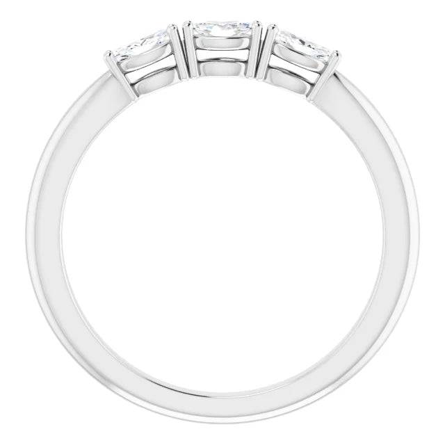 Top view of 3-stone marquise cut diamond band